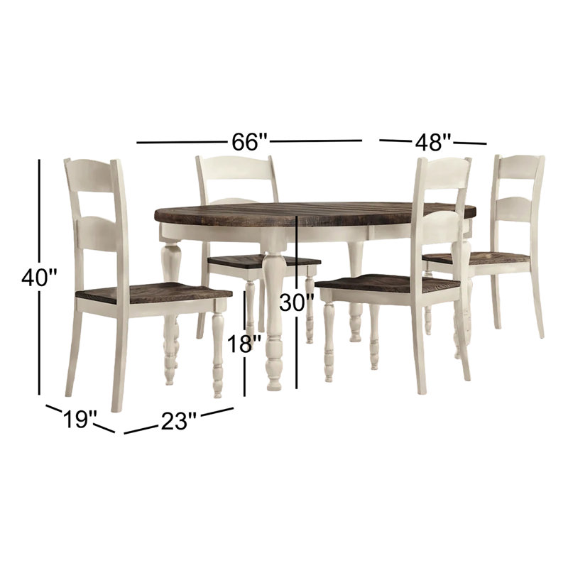 Karley 5-Piece Solid Wood Dining Set, Vintage White