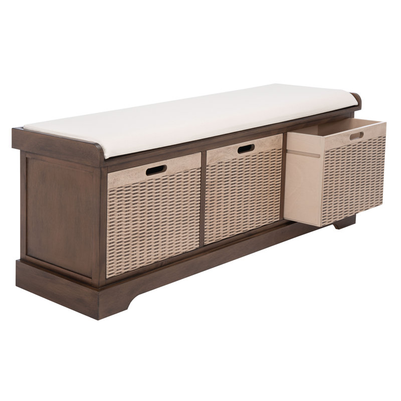 Khloe Upholstered Storage Bench, Brown