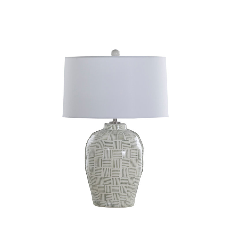 Liora Table Lamp, Green Patterned Glaze