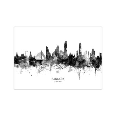 Bangkok Thailand Skyline Black White City Name by Michael Tompsett - Print