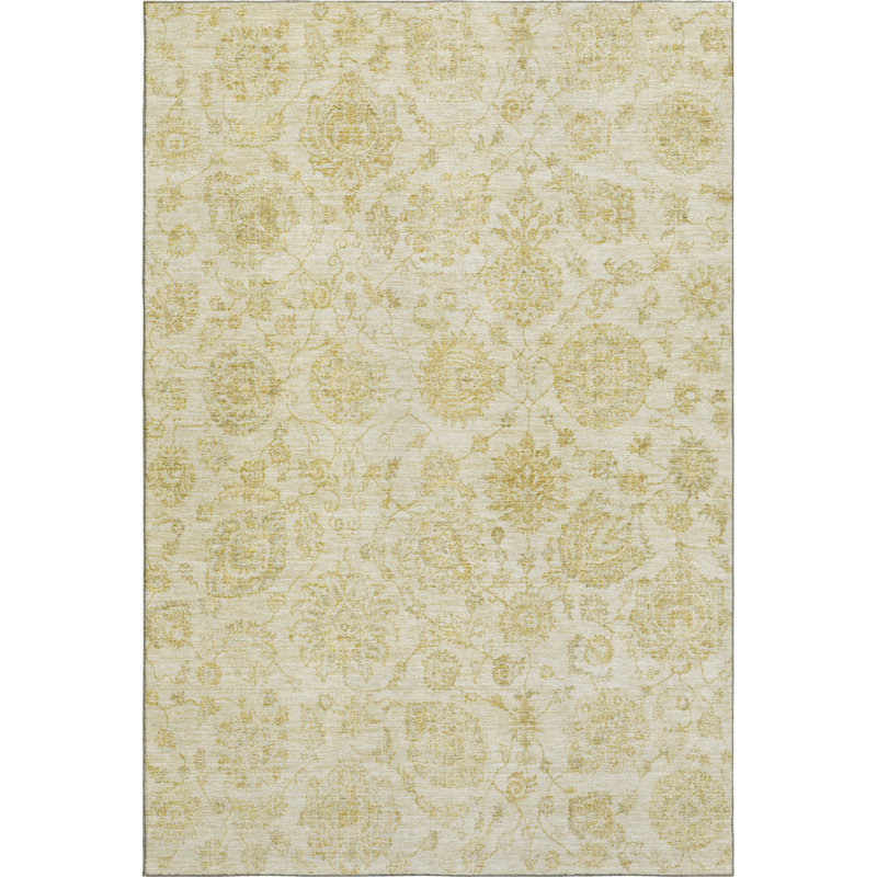 Premium Machine Washable Ashington AMF1833 Damask Rug, Rectangle 9' x 12'