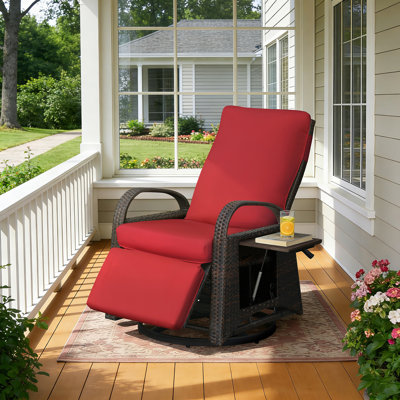 Méridienne d'extérieur pivotante en aluminium et rotin tissé, dotée d'un dossier réglable et d'un repose-pieds réglable en hauteur - idéale pour les patios et les terrasses.