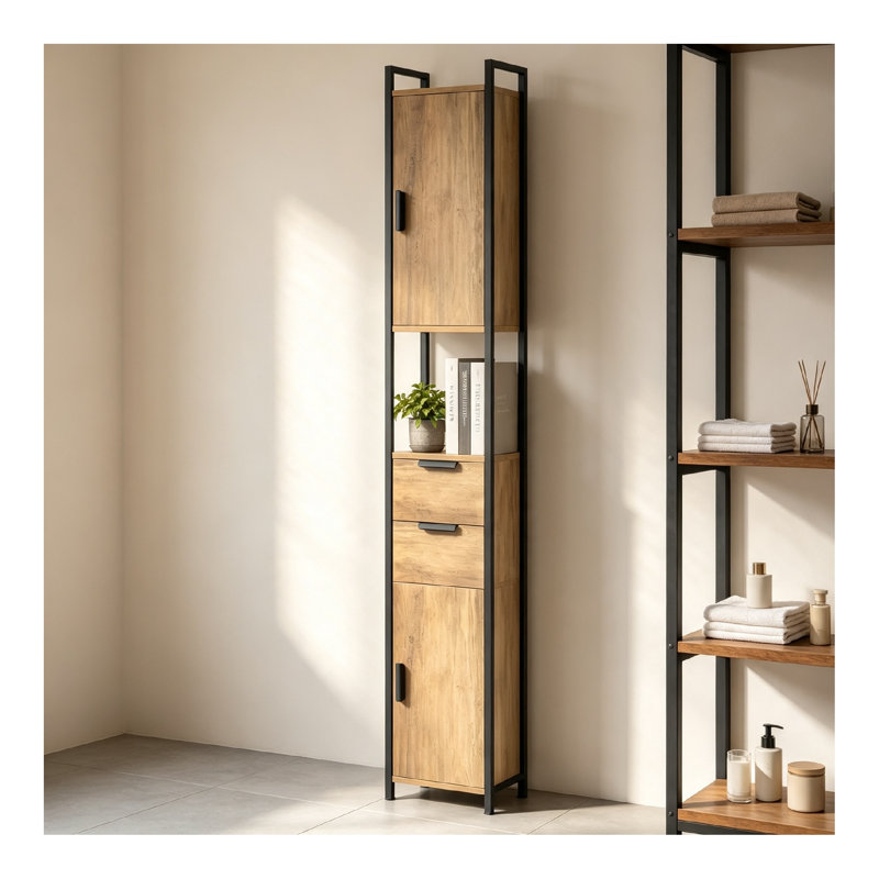 Engineered Wood, Metal Bathroom Storage