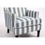 Fauteuil rembourré avec lin rayé bleu et blanc, style rétro pour garniture cloutée de salon, fauteuil d'appoint confortable à rayures, relaxant