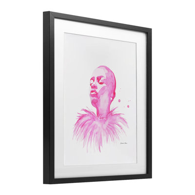 In A Pink Mood Portrait Framed Print Under Glass, design by Simone Elum