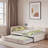 Upholstered L-shaped Daybed With Pop Up Trundle, Usb Ports And Square-block Pattern-493361288
