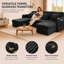 Très grand canapé-lit modulaire en U 107 po avec lit escamotable et chaises de rangement doubles, 107 po, noir-393066675