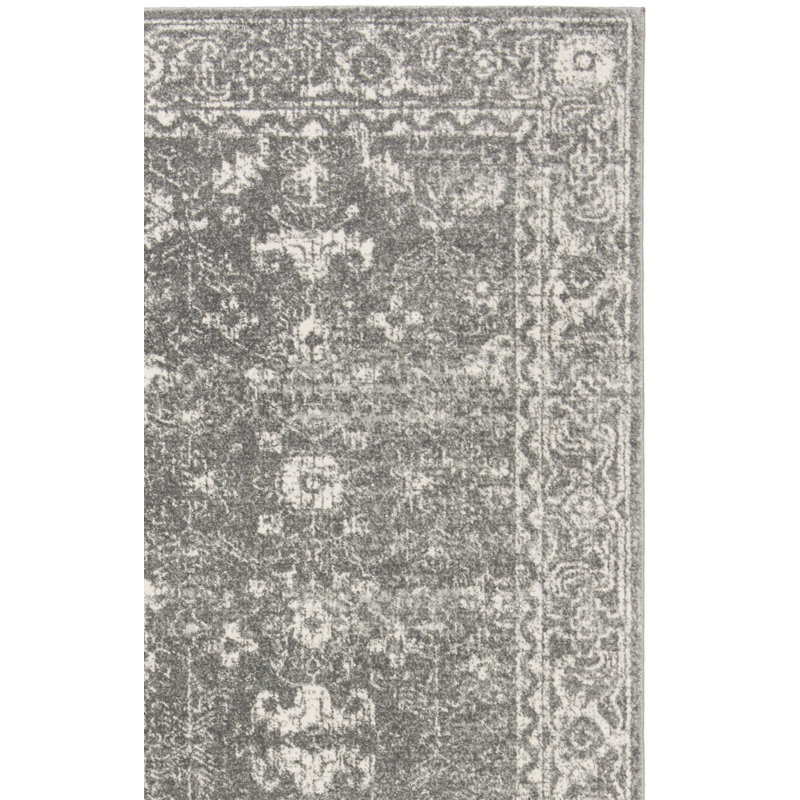 Tapis oriental gris / ivoire tissé à la machine Paschke, Rectangulaire 3 pi x 5 pi