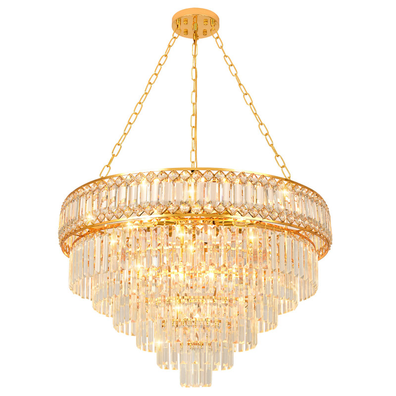 Lustre à niveaux Jazmari, Doré, 18.9" H x 29.5" W x 29.5" D, 15 lumières