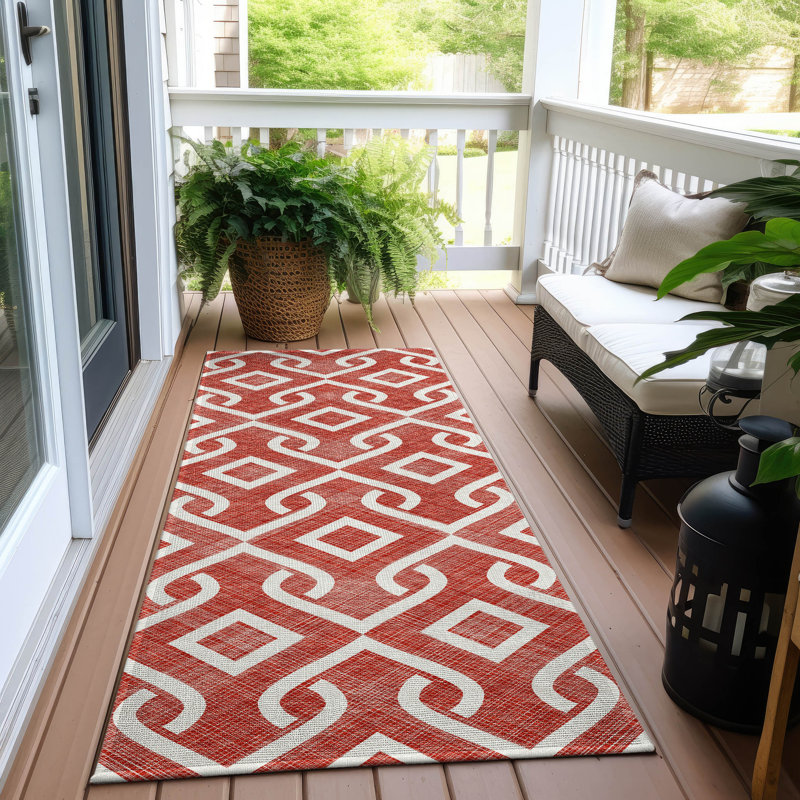 Geometric Indoor / Outdoor Rug, Runner 2'3" x 7'6"