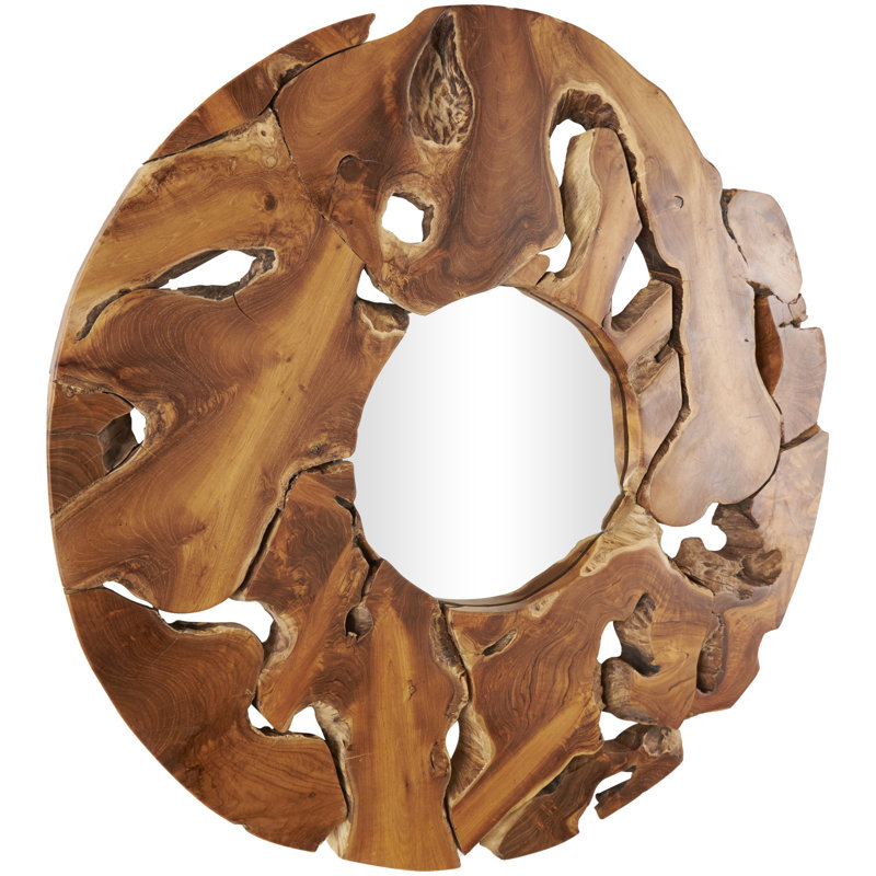 Sotera Round Wood Wall Mirror