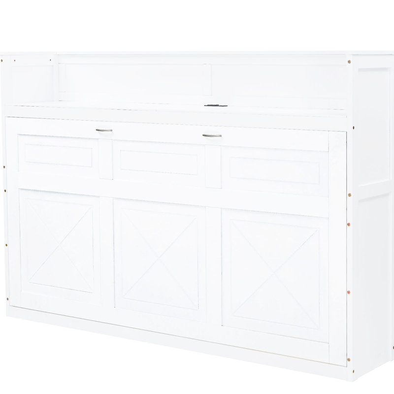 Lit double XL avec bureau, éclairage DEL et station de recharge. Blanc. Fabriqué en bois massif. Parfait pour un bureau à domicile ou une chambre d'amis élégante. Couleur blanche, port. Utilisation de la construction.