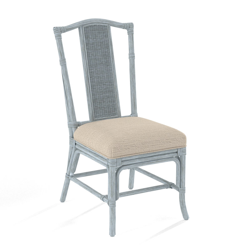 Drury Lane Slat Back Side Dining Chair, Beige Performance Fabric; 0851-73, Sea Glass