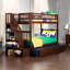 Lit superposé standard en bois massif avec bibliothèque Henden par Wildon Home-387897779-341381977