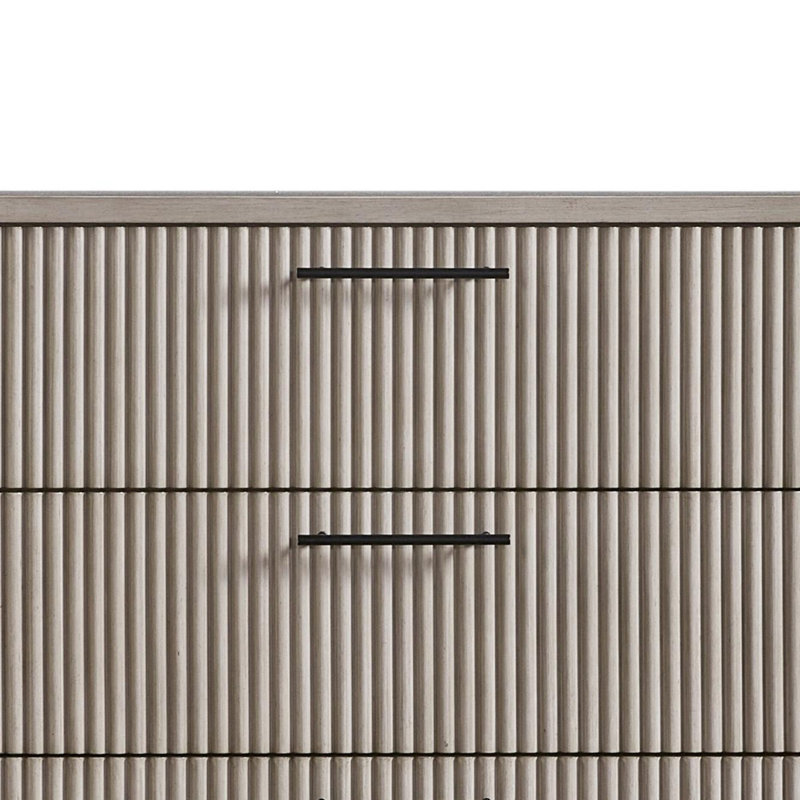 Taupe Reeded Front 4-Drawer Chest with Metal Base