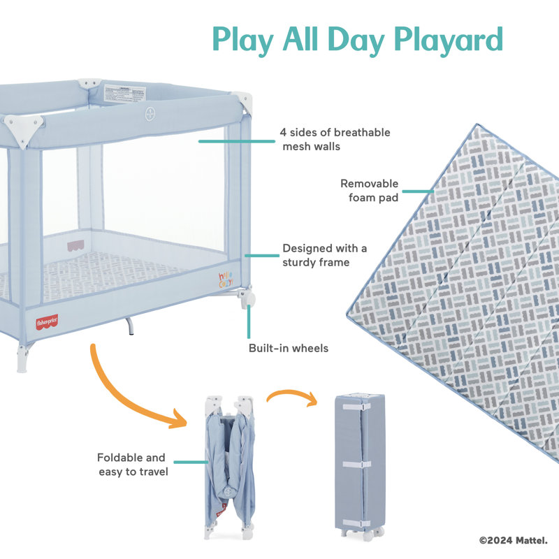 Parc de jeu Fisher Day Play All Day par Dream On Me, Bleu