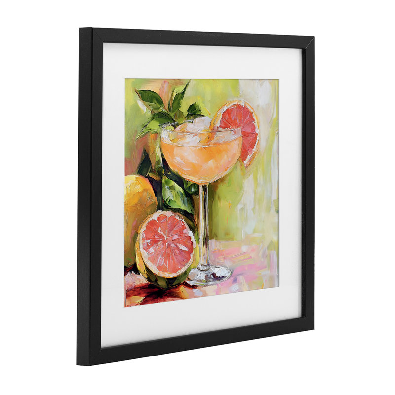 «Grapefruit Summer Cocktail», reproduction encadrée sous verre, conception de Riley B, 16 x 16