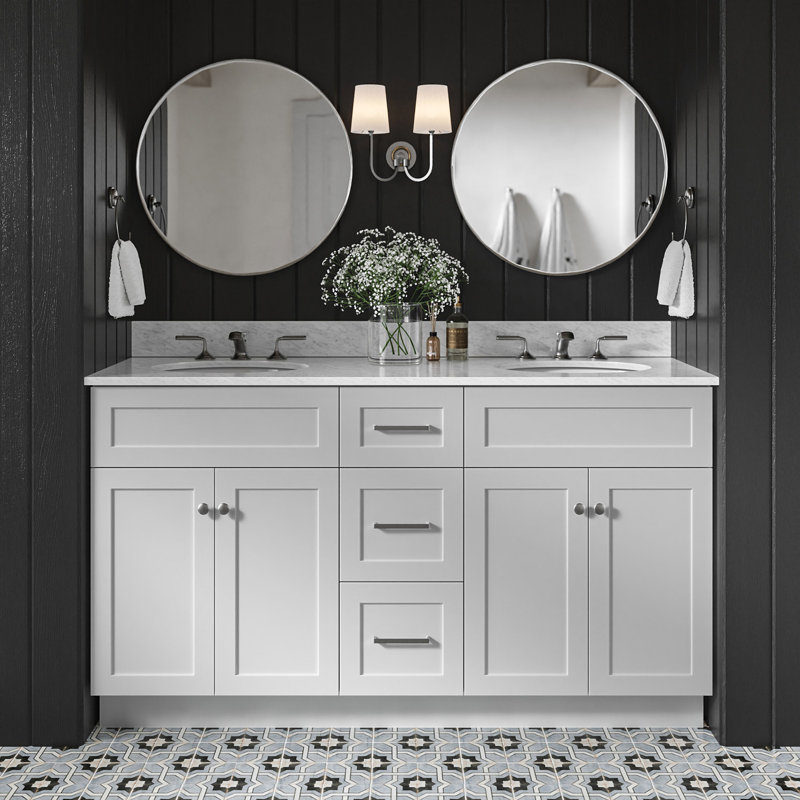 Ensemble de meuble-lavabo double 61 po Partham, Gris