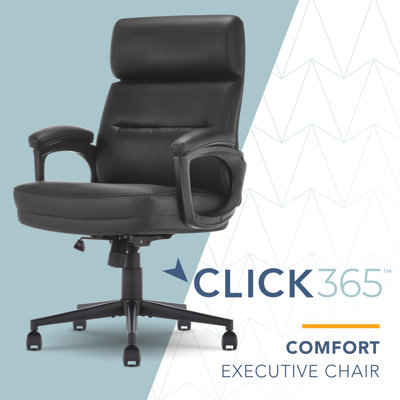 Click365 Classic Executive Office Chair, Ergonomic Mid-Back, Double-Layer Seat Cushion