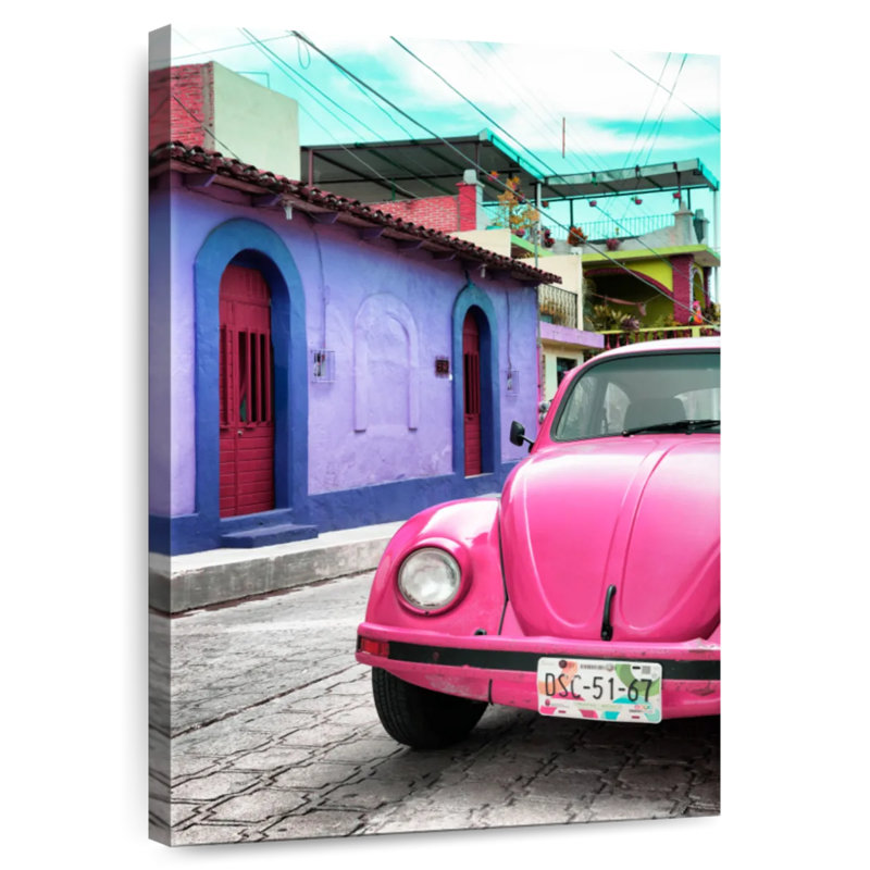 Mehar Pink VW Beetle Car, 45" H x 30" W