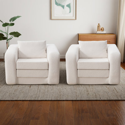 Boneless 40.1" Compression Convertible Single Sofa Bed Set Of 2 -no Assembly Required