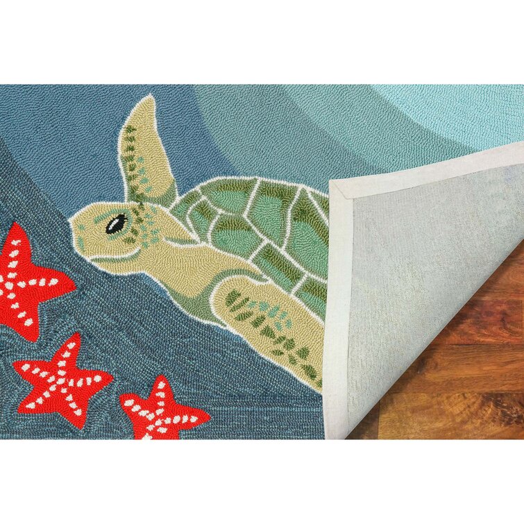 DBK Transitional Rugs Frontporch Sea Turtle Indoor/Outdoor Rug