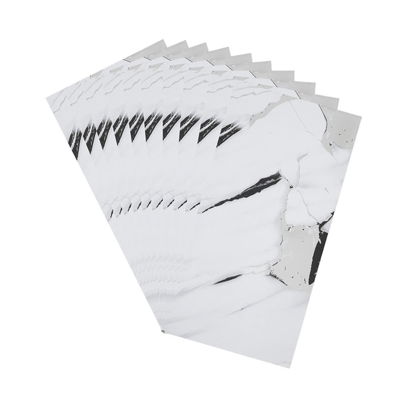 10Pcs Self-Adhesive Marble Pattern Wall Tile Stickers, 60cm L x 30cm W, White/Black