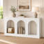 Console arquée à découpes, rangement à 3 niveaux, blanc, pour le couloir du salon