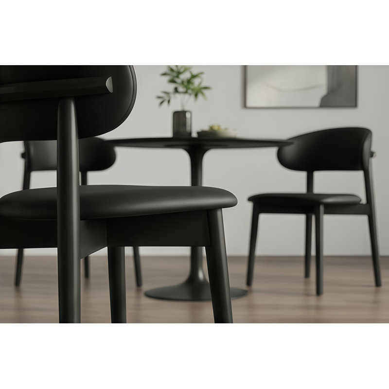 Chaise de salle à manger rembourrée avec assise en similicuir, chaise de cuisine avec structure en bois massif, chaise d'appoint moderne à dossier incurvé