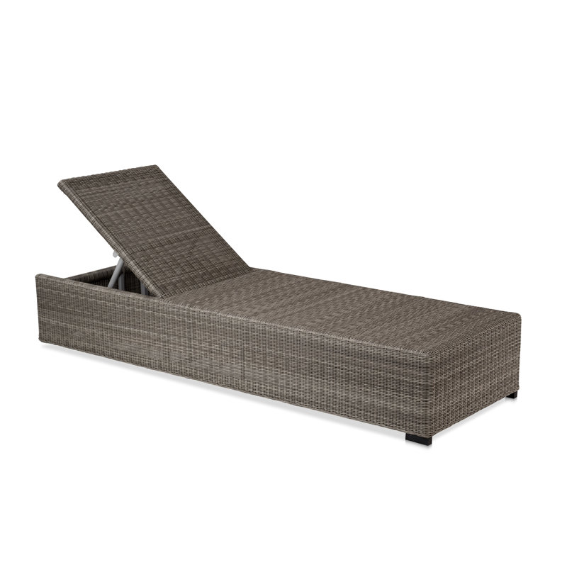 Savannah White Coral Wicker Chaise W/ Dune Cushion, Gray, Light Gray