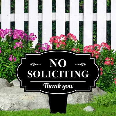 No Soliciting Sign For House, No Soliciting Yard Sign, 13"X13", Heavy Duty Integrated Ground Stakes, Rust Free Aluminum Composite