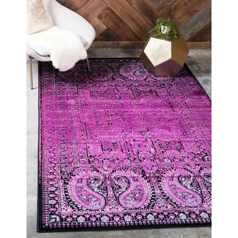Tapis à motif oriental mauve Majestic, Rectangle 8 p x 11 pi 6 po
