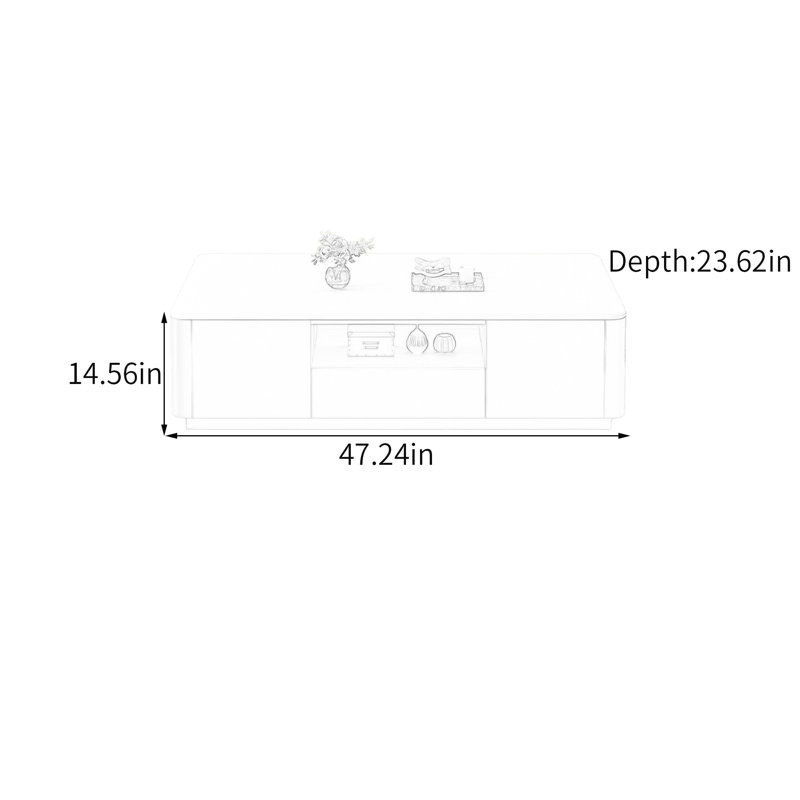 Table basse avec rangement Minimalist, H 14,56 po x L 47,24 po x l 23,62 po, Blanc