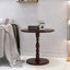 Table d'appoint ronde noyer brun de 23 po, idéale comme table de bout ou table de chevet, avec une touche de couleur distinctive convenant aux coins de la chambre à coucher, fabrication de haute qualité-604413681