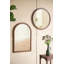 Miroir mural rond 28,3 x 28,3 po avec cadre en bois de pin texturé, finition brun chaud