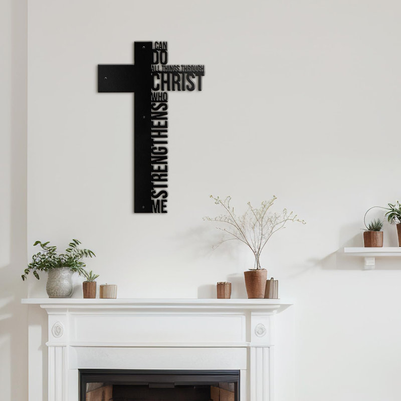 Décoration murale en métal, H 16 po x l 8 po x P 0,05 po, Noir
