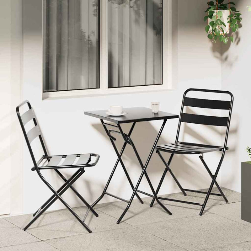 Vidaxl Bistro Set Folding 3 Pcs Steel, Anthracite