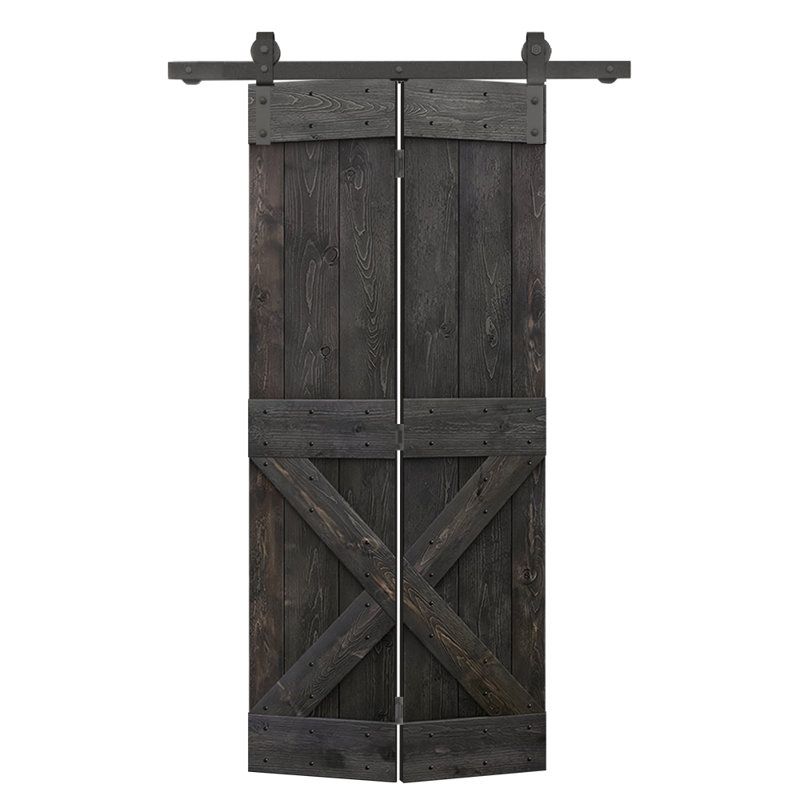 Porte pliante en bois massif 84 po 84 po, Noir anthracite, 30 po x 84 po
