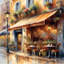 «Cafe Romance - European Bistro Street Scene», art sur toile-961648531