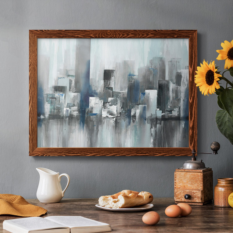 Cityscape In Blues, reproduction d'art sur toile, Érable, H 28 po x l 42 po x P 1,5 po
