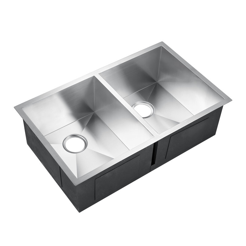 Jenessa 33'' L Double Bowl Stainless Steel Kitchen Sink