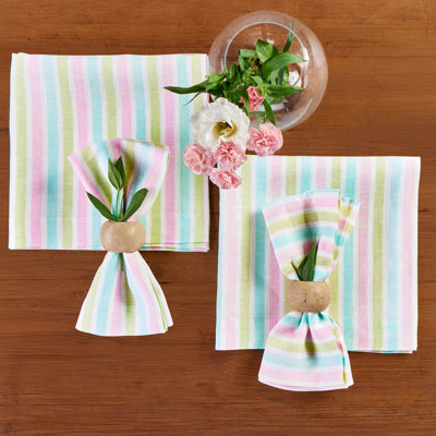 Palm Beach Stripe - 100% Pure Linen Dinner Napkins