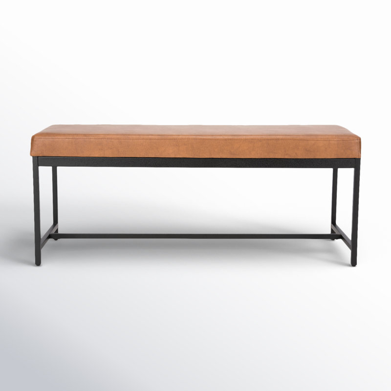 Alcott Faux Leather Upholstered Bench, Brown