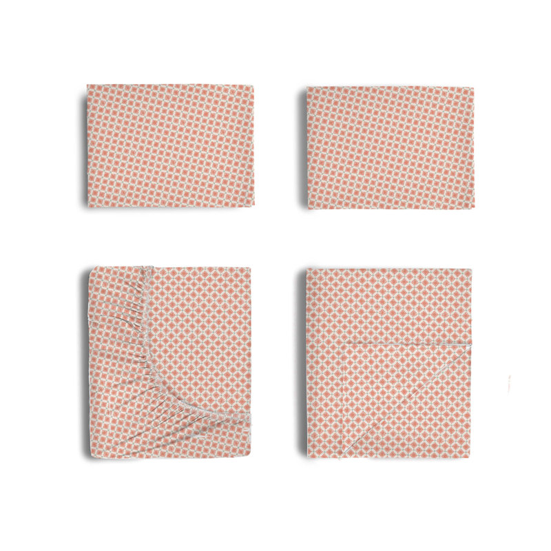 Comfort Wash 200 Thread Count Geometric 100% Cotton Percale Sheet Set, Queen Sheet Set + 1 Fitted Sheet + 2 Pillowcases