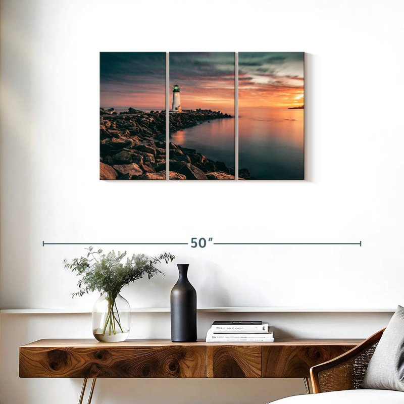 Lighthouse pastel sunset Aletra, H 20 po x l 33 po
