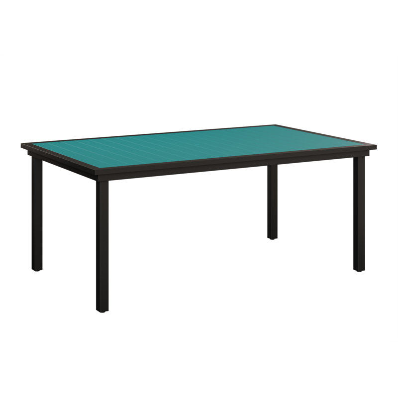 Vida Outdoor Dining Table, Matte Black, Aruba Blue