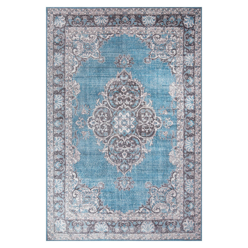 Luxurious Machine Washable Area Rug, 4.9 x 7.5 Feet, 100% Polyester, 1850 g/m², Pile Height: 0.2 inches | Eco-Friendly Recycled Poly Cotton Backing | Perfect for Living Room & Bedroom, Soft and Durable Design