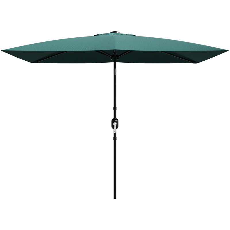 10'X6.5' Rectangular Outdoor Umbrella, with Crank & Push Button Tilt, Teal