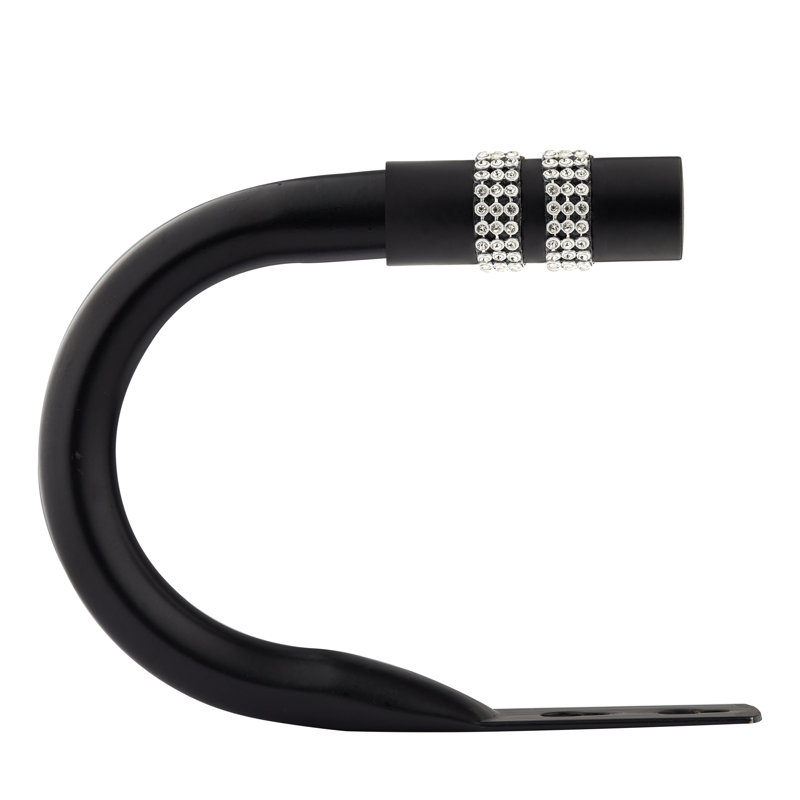 Diamante Brushed Silver 20cm Curtain Holdback, Matt Black