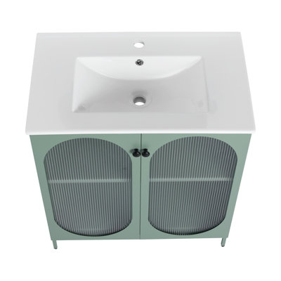 Meuble-lavabo autoportant de 30 pouces avec comptoir en céramique